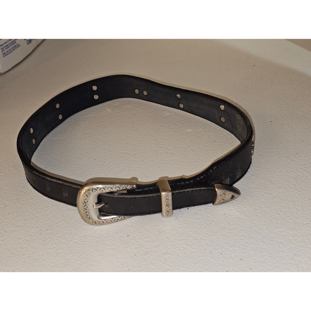 Vintage Warner Bros Black Leather Belt 33"